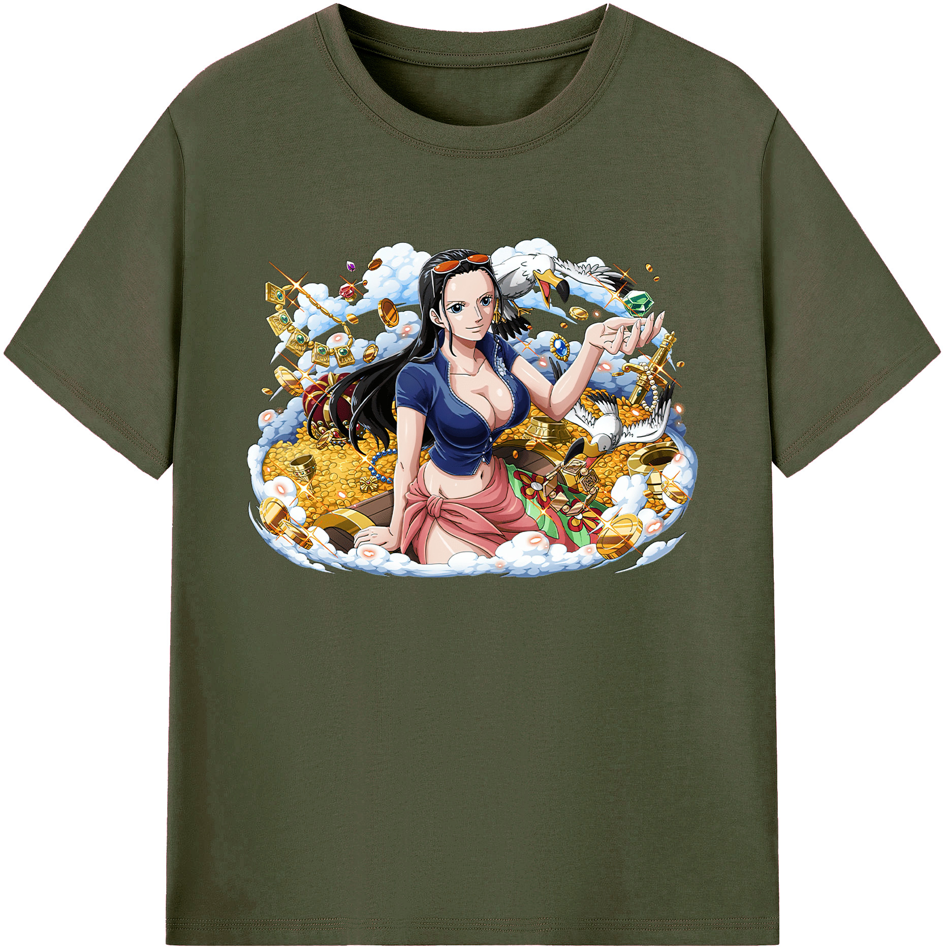 ワンピース ニコ・ロビン ONE PIECE Nico Robin 綿100％ メンズ半袖Tシャツ｜肌触りやわらか＆通気性